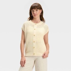 Pointelle Sweater Vest - Universal Thread™ Cream XS